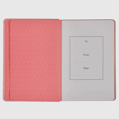 Soft pink faux leather journal with gold foil “Kindness Matters” cover, gilt-edged pages, Christian gift notebook