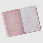 Jeremiah 29:11 pink faux leather journal with floral debossed design, Scripture on each page, inspirational gift
