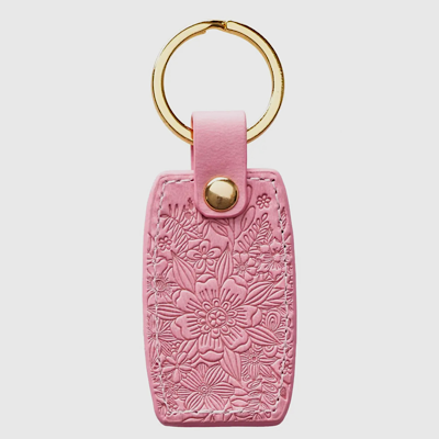 Pink faux leather keychain with Jeremiah 29:11 and gold foil wildflower design, hope-filled Christian gift
