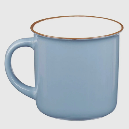 Blue and white ceramic camp mug with Philippians 4:13, faith-based Christian coffee mug for men or women
