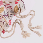 Tan floral canvas tote with rope handles and “Blessed” design, roomy faith-inspired carryall bag
