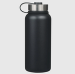 Matte black insulated water bottle with laser-engraved Joshua 1:9, durable Christian fitness bottle