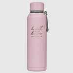 Pink stainless steel insulated water bottle with Psalm 46:10, peaceful Christian encouragement bottle
