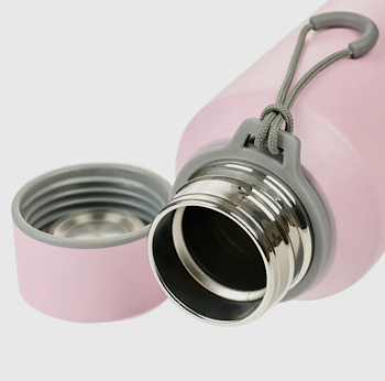 Pink stainless steel insulated water bottle with Psalm 46:10, peaceful Christian encouragement bottle
