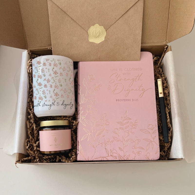“She Is Clothed with Strength and Dignity” Gift Box with Candle