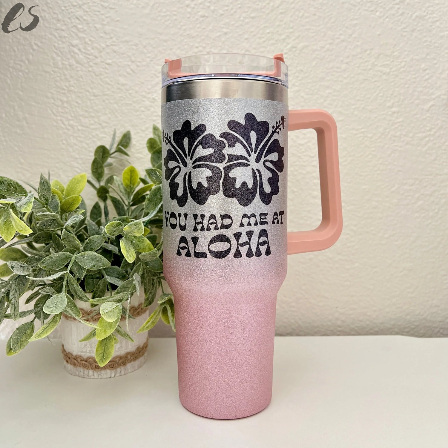 You Had Me at Aloha Gradient Glitter 40oz Tumbler – Floral Design Existential Studio by An